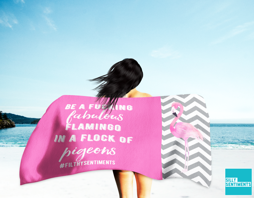 Flamingo Naughty Beach Towel #1 image
